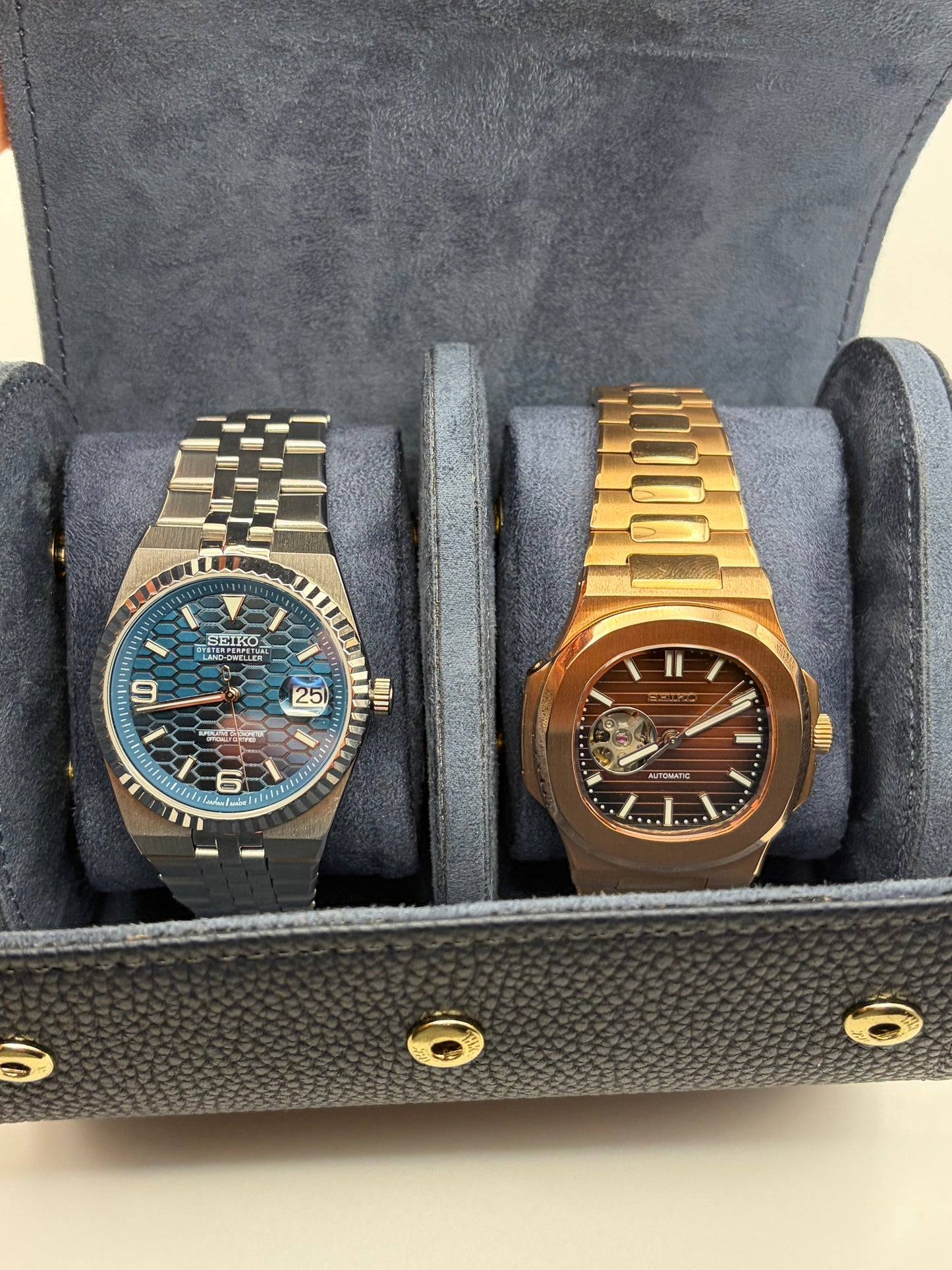 2 Watch blue leather Case
