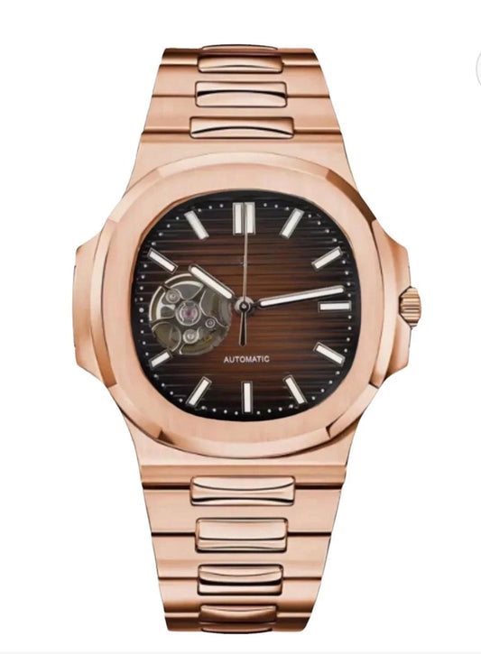 Nautilus Rose Gold & Chocolate Brown Open Heart