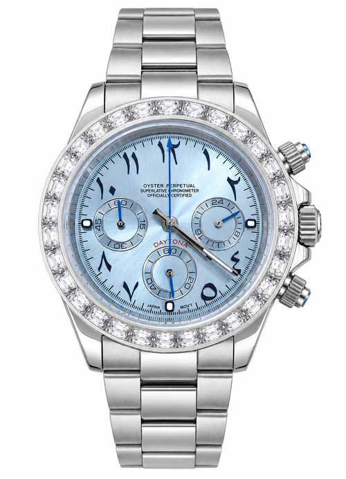 Daytona Platinum Blue Baguette Arabic