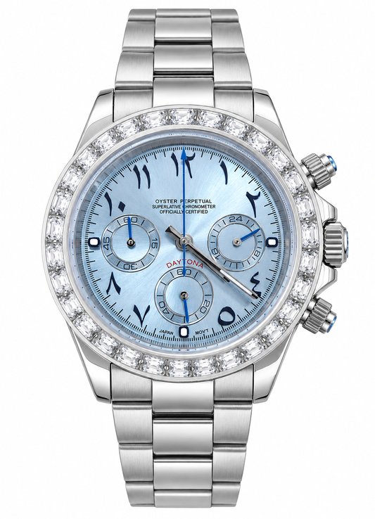 Daytona Platinum Blue Baguette Arabic